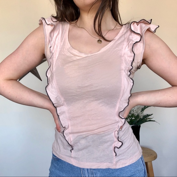 4/$10 | Baby pink tee with ruffle detail - Picture 4 of 6